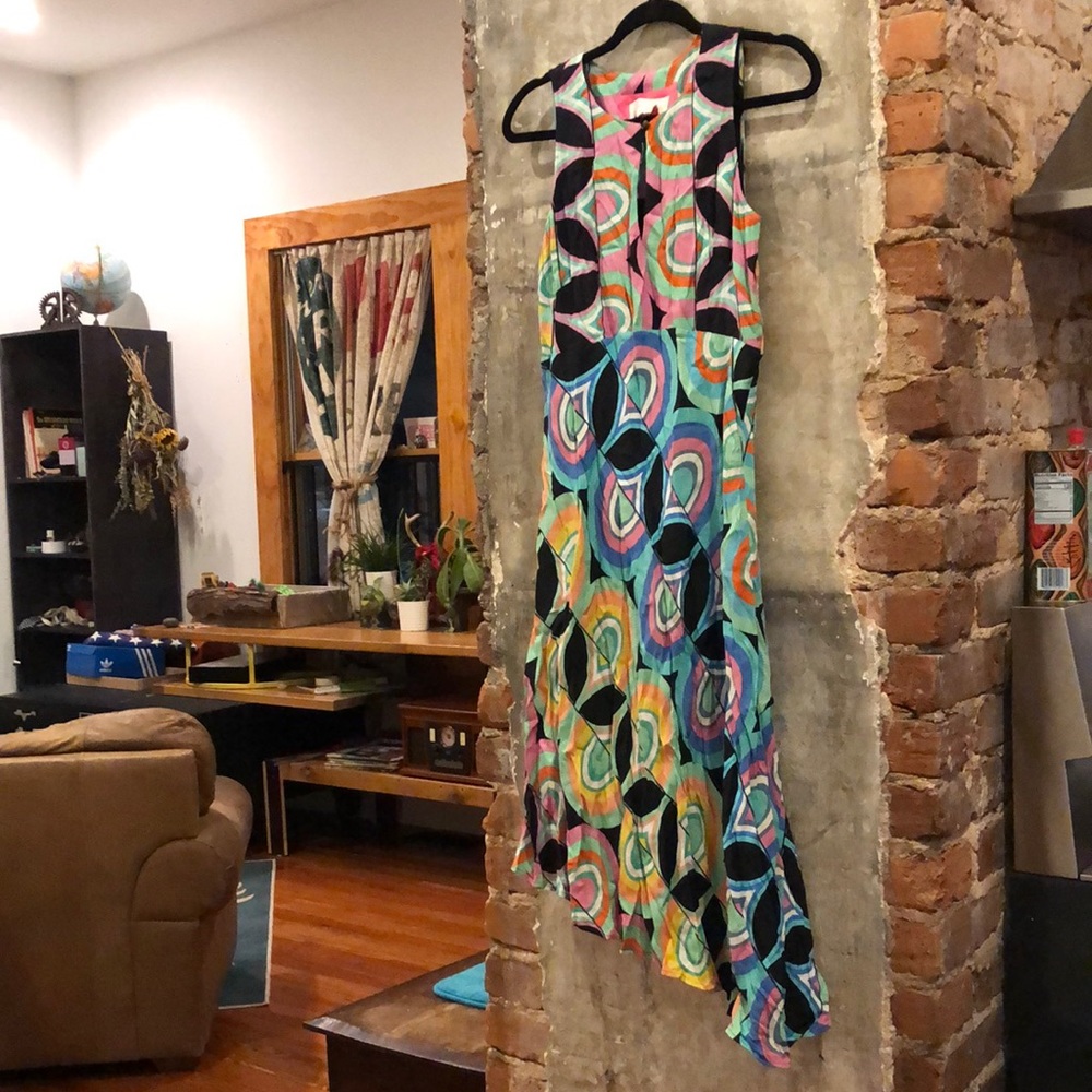 Anthropologie Geometric Print Asymmetrical Dress